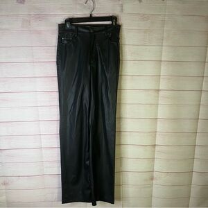 Zara Black Vegan Straight Leg Faux Leather Pants Size 2‎